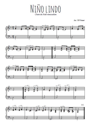 Téléchargez l'arrangement pour piano de la partition de Niño Lindo en PDF